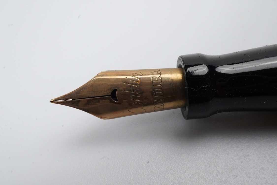 A Conklin Endura woodgrain lever filler fountain pen in near mint condition